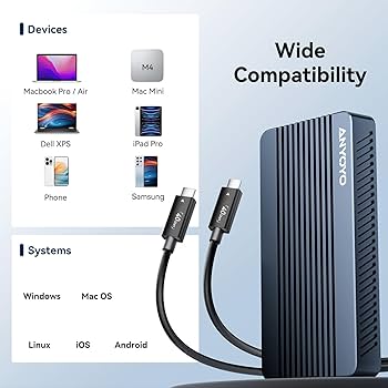 Amazon.com: ANYOYO 40Gbps M.2 NVMe SSD Enclosure Tool Free