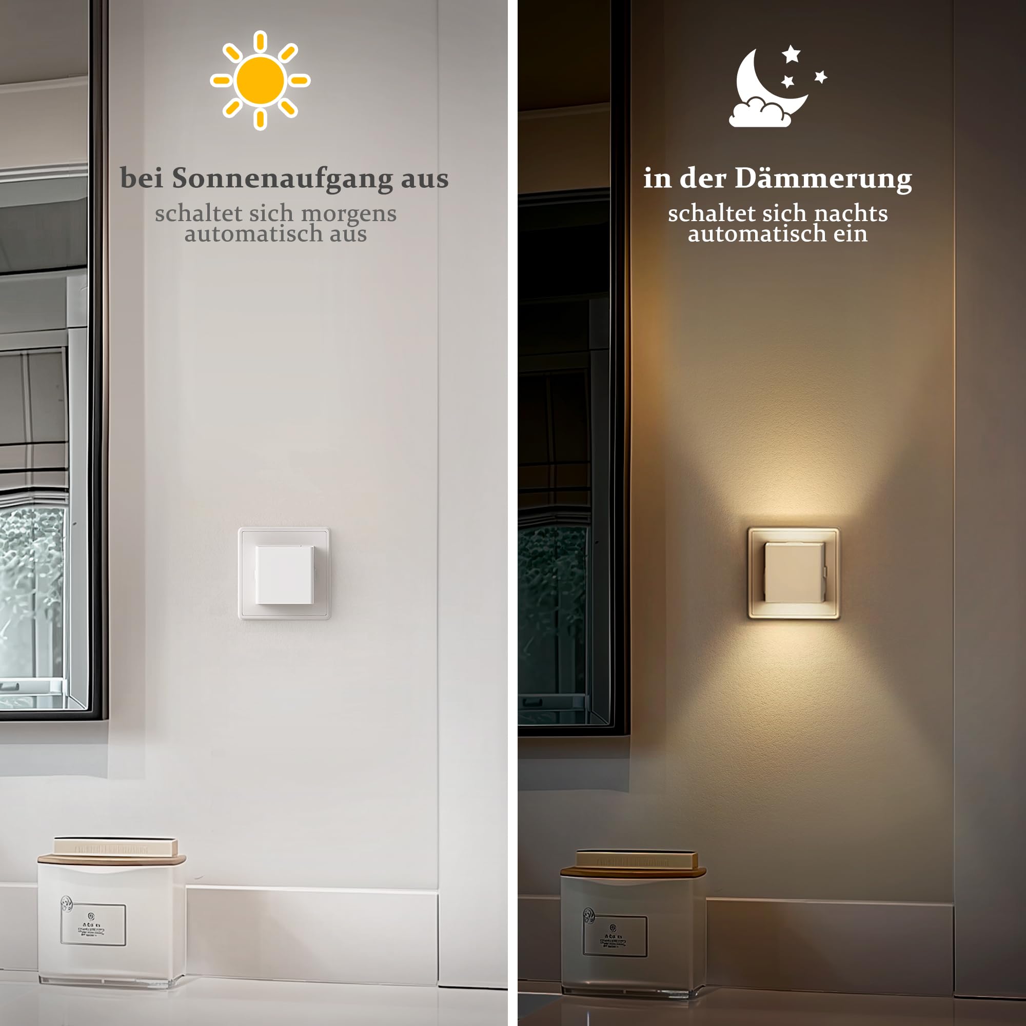 Emeritpro Luce Notturna, 2 Pezzi Luce Notturna da Presa con Sensore di Movimento, LuceNotturna LED Luminosità Regolabili 0-100LM, 3000K Bianca Calda, Notturna Bambini per Cameretta, Bagno, Scale
