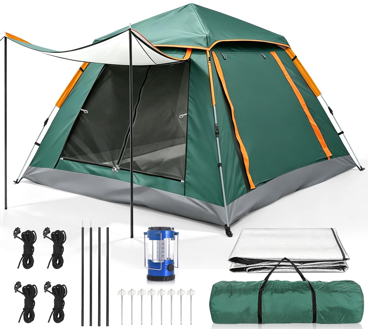 Tienda de Campaña Pop-Up Automática para 3 Personas, Tienda Tipo Cúpula Instantánea 4 Estaciones, Impermeable y Resistente al Viento, con Lona Exterior Desmontable, Ideal para Camping Familiar