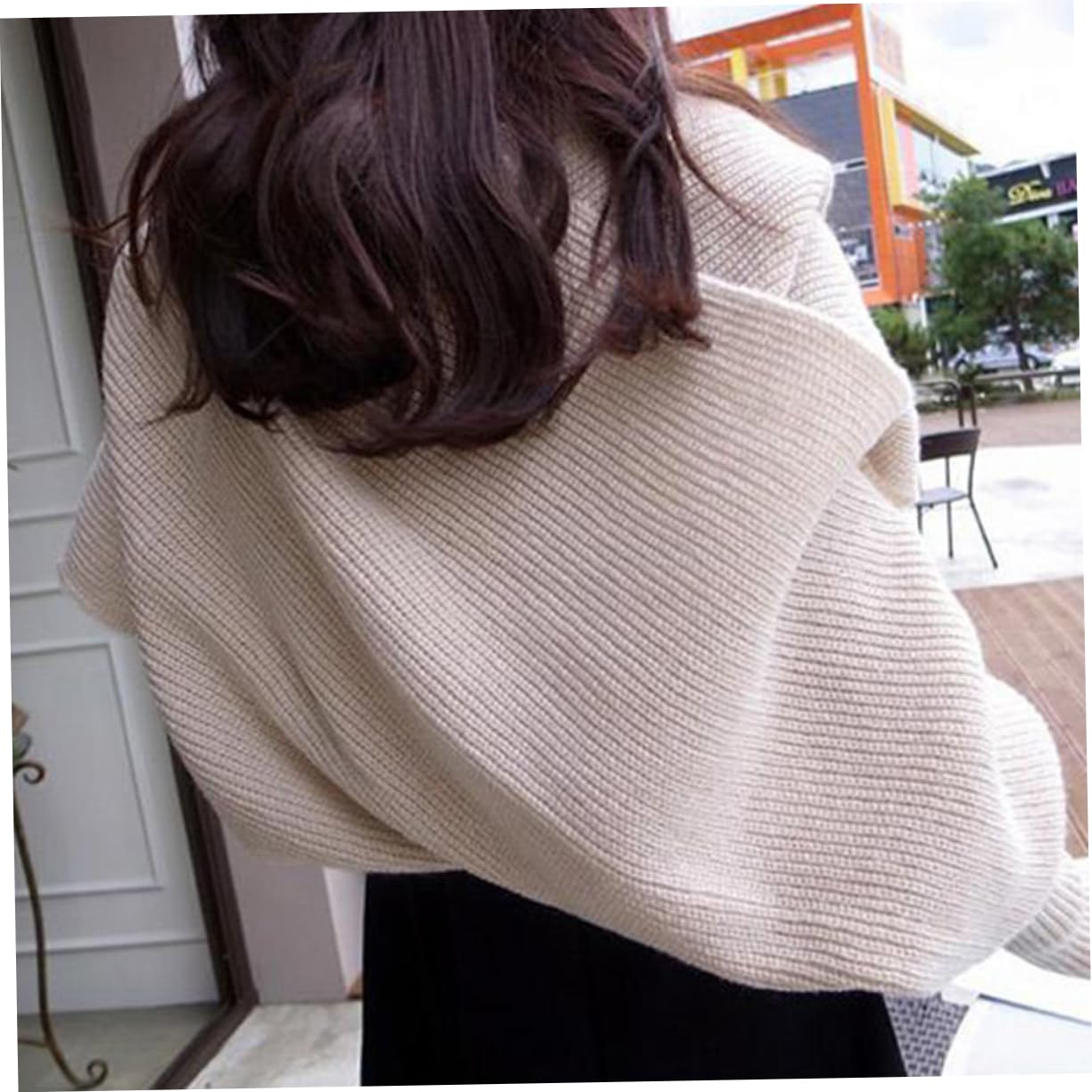2piezas Bufanda De Punto Unisex Con Mangas Color Beige Diseño y Elástico Para Invierno y Ocasiones Especiales Mantén Tu Cuello y Brazos Abrigados
