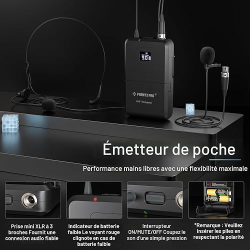 Phenyx Pro Système de Microphones sans Fil UHF Dual PTU-71-1H1B - 5