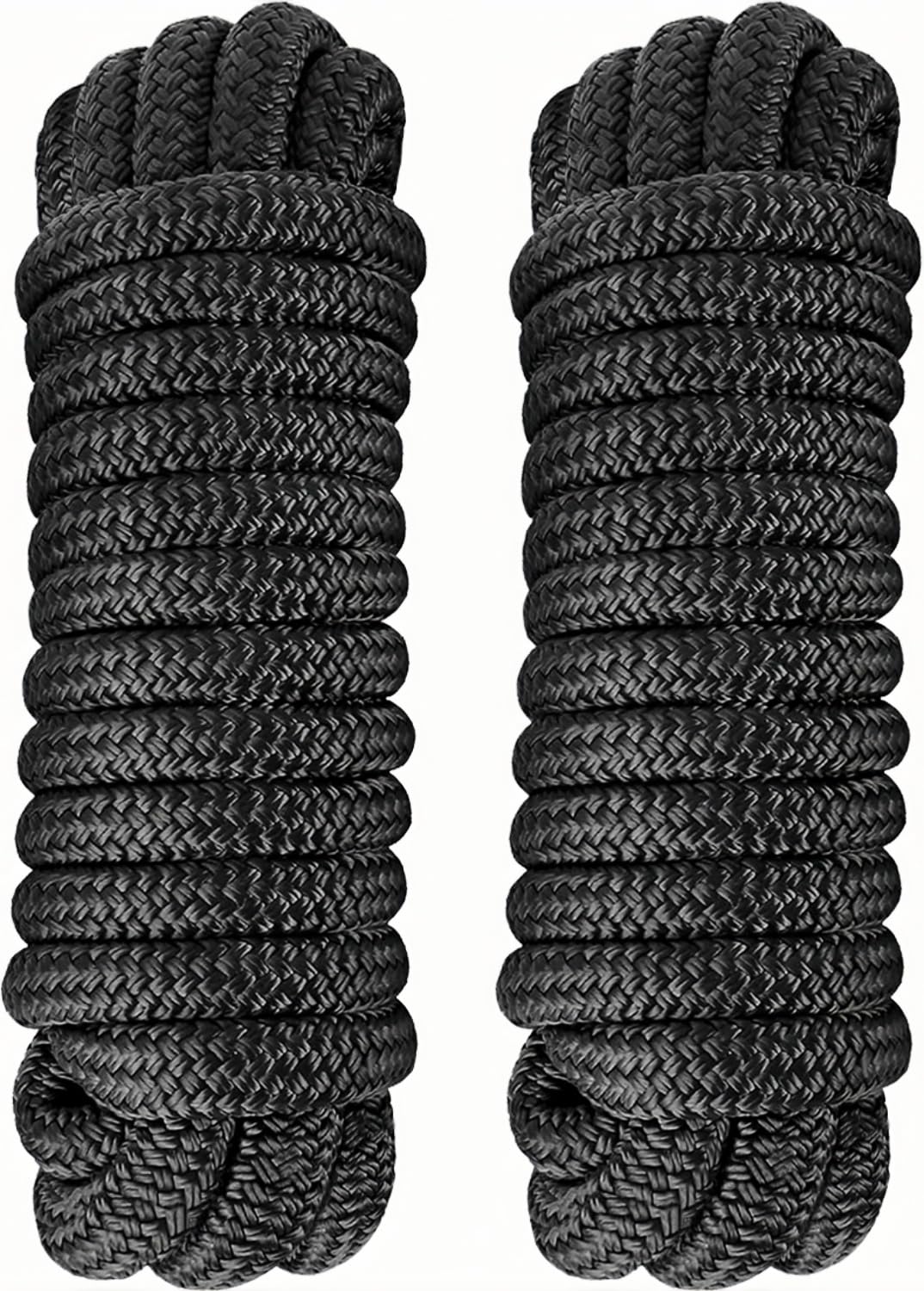 Dock Lines 2 Pack 5/8" x 50' Double Braided Nylon Boat Dock Lines with 16" Eyelet, Marine-Grade Boat Rope, Easy to Use Dock Lines for Boats, Strong Boat Ropes for Docking with Loop, PACTHSD