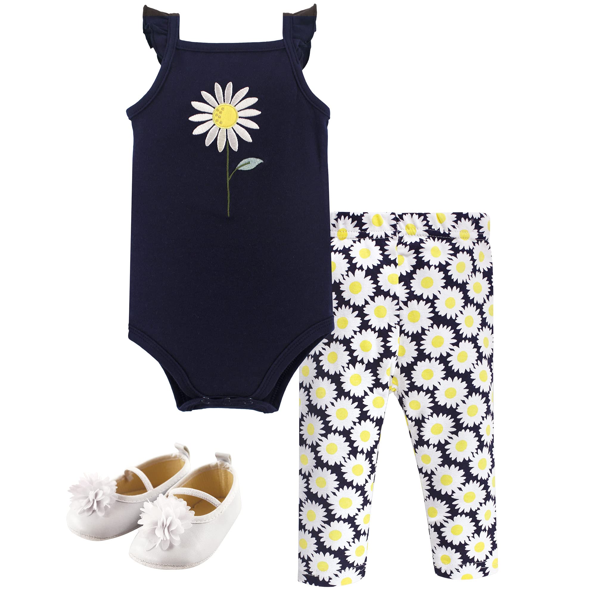 Hudson Baby Unisex Baby Cotton Bodysuit, Pant and Shoe Set