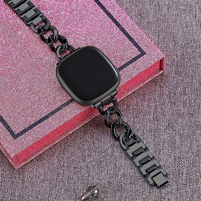 Miniatura 4 de Elegantes Correas de Metal en Cadena para Reloj Inteligente para Mujeres Compatible con Fitbit SenseFitbit Versa 3 Bandas para Mujeres Elegantes,