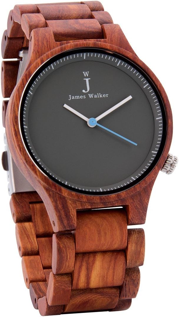 James Walker Blue Edition Wooden Clock Timeless and Classic 100% Sandalwood Wood Watch for Unisex Ideal as a Gift