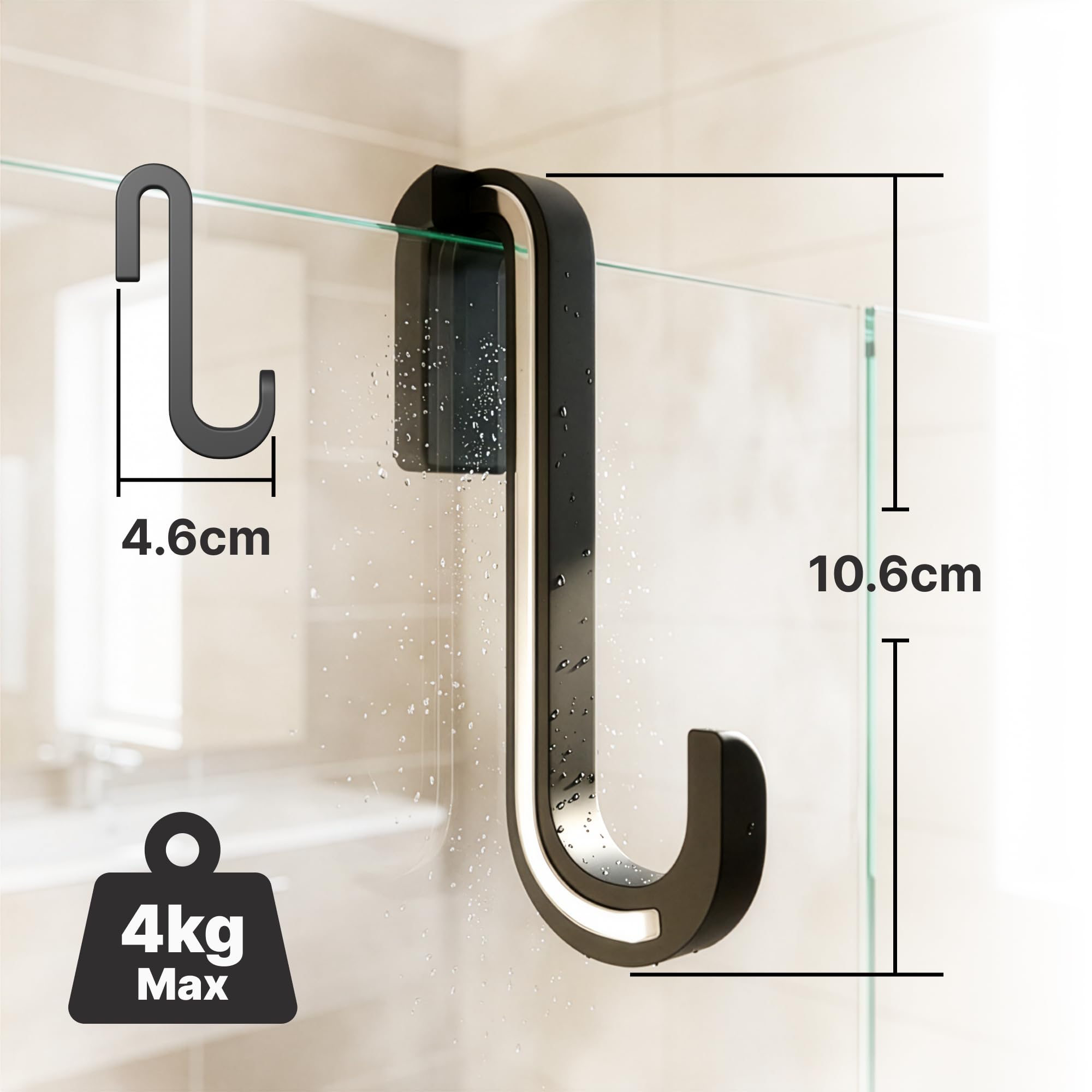 Minismus Ganchos Mampara Ducha, Ganchos de Silicona para Toallas y Albornoces para Mampara de Ducha de Cristal sin Marco, Colgador Toalla Baño Pack de 2