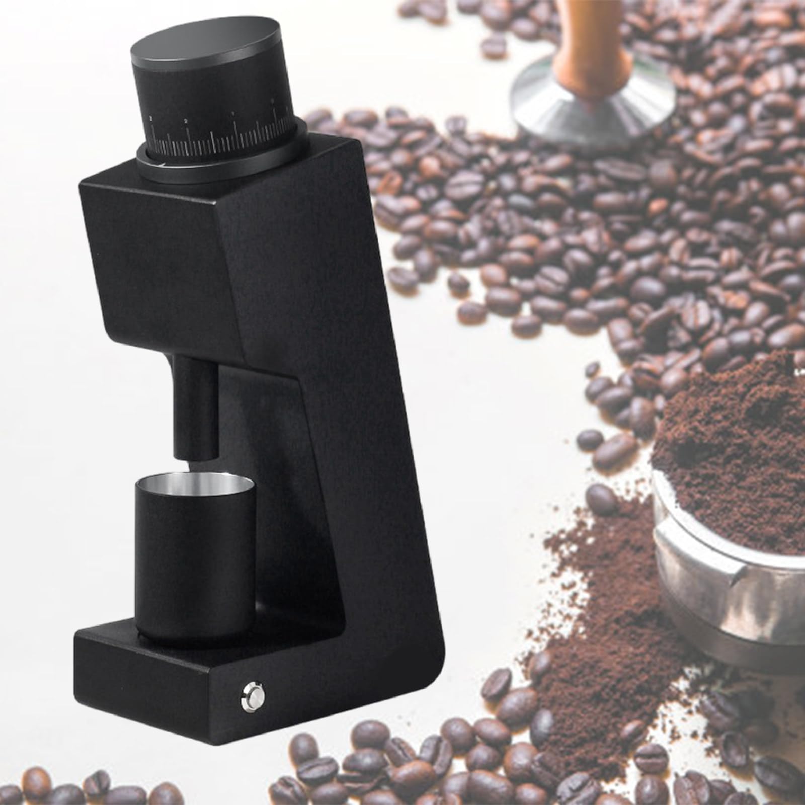 SENJINGHUA Coffee Bean Grinder, Conical Burr Coffee Grinder, Stepless Speed Regulation Electric Quiet Grinder, Electric Coffee Grinder with Brush,Black