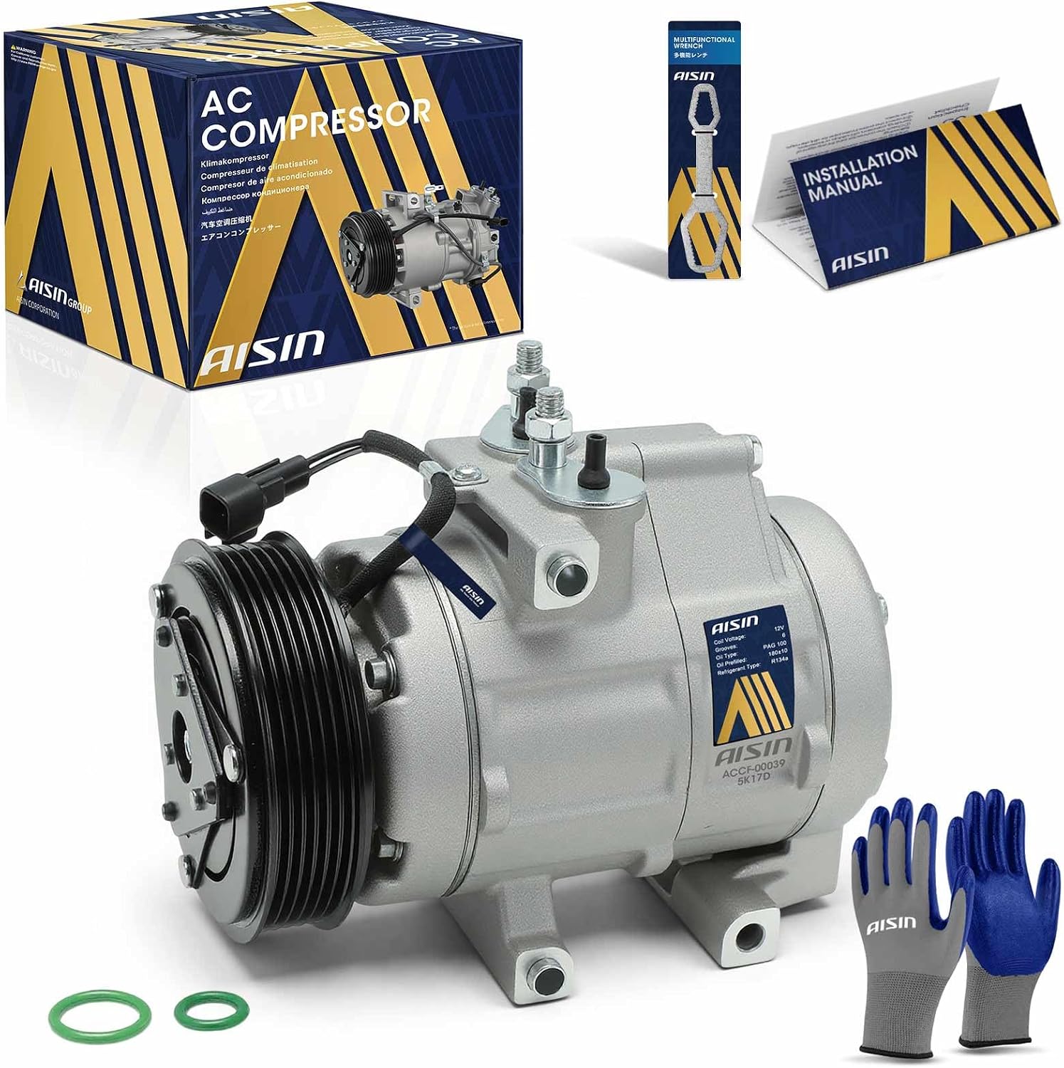 AISIN Air Conditioner Compressor (10S20) with 6-Groove Pulley & Clutch
