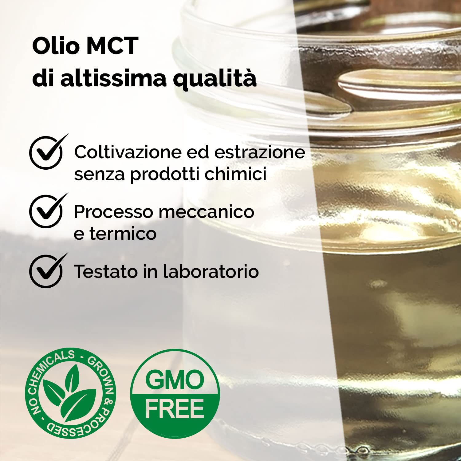 Olio MCT C8 C10 500ml – da Olio di Cocco Vergine, Estratto per Distillazione – Energia, Metabolismo, Keto & Low Carb