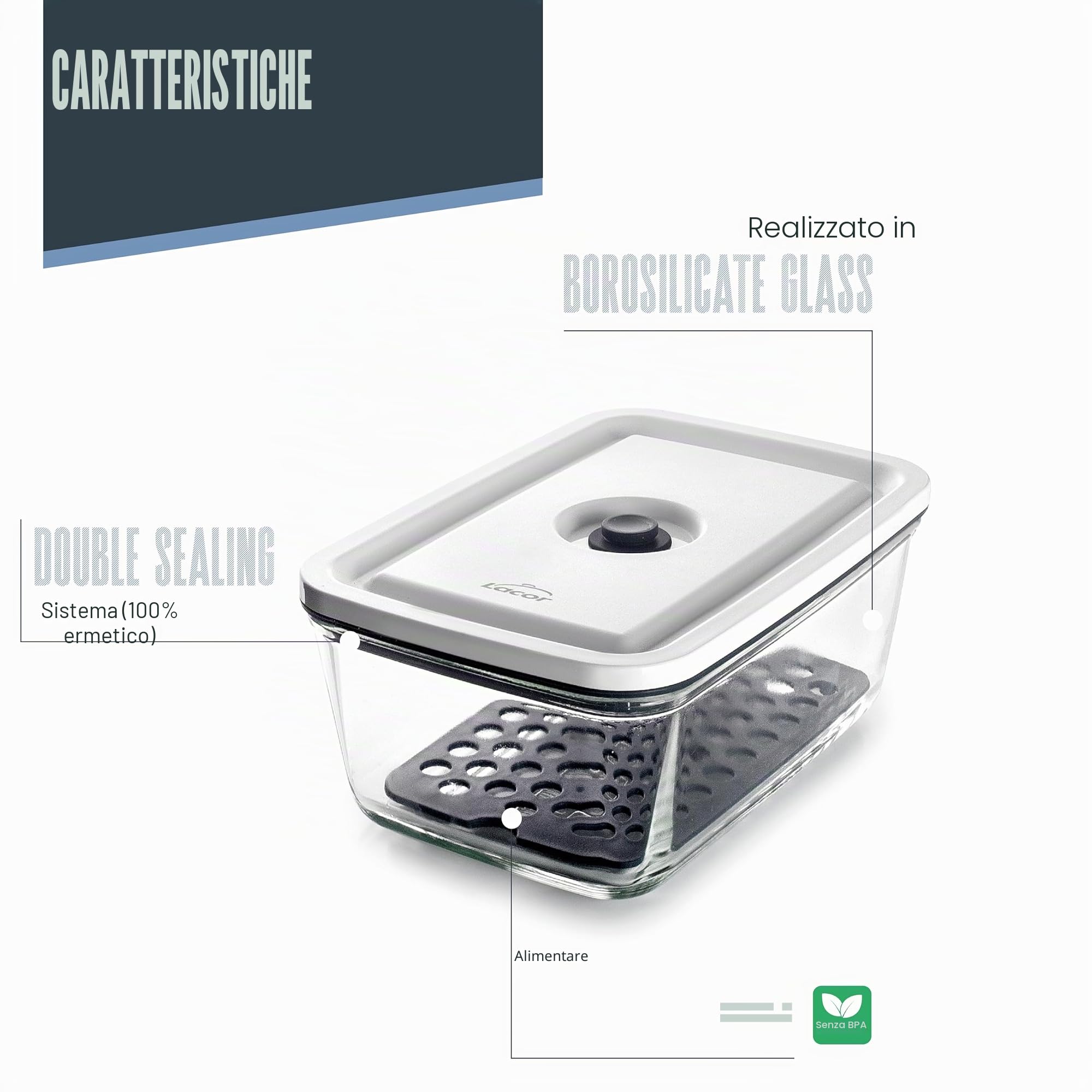 LACOR 69689 - Contenitore Ermetico, 1,5 litri, Smart, Vi... | Utensile professionale duraturo; progettato per prestazioni ottimali e una pulizia rapida in lavastoviglie