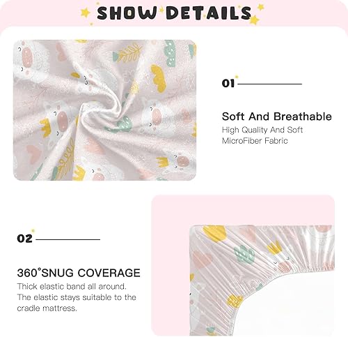 Miniatura 6 de Crib Sheets for Girls Boys Cute Pigs Hearts Baby Sheets for Crib,Neutral Toddler Mini Crib Mattress Sheets Fitted for Nursery Bed 27"x 39"