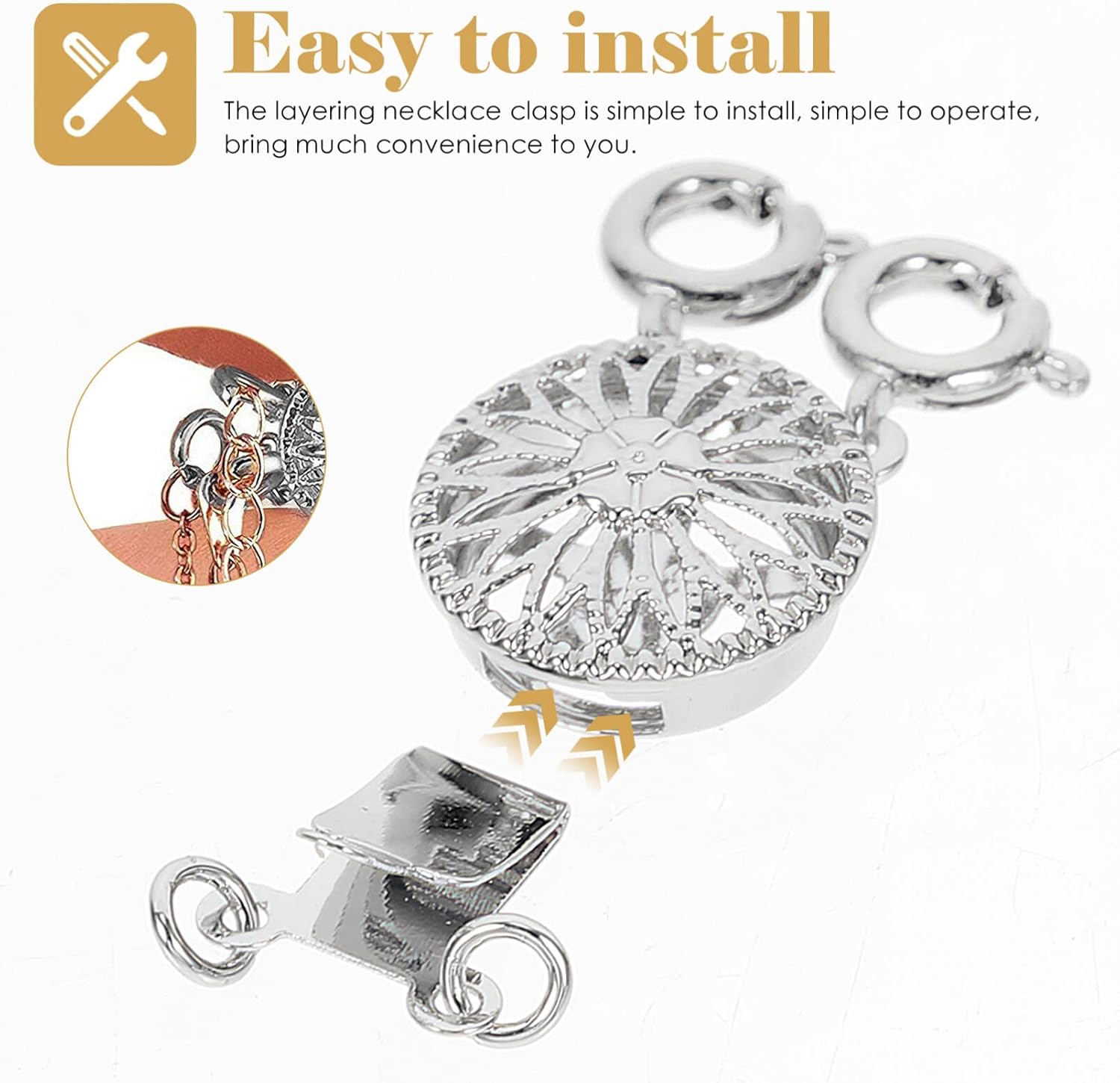 Milisten Necklace Layering Clasps Multi-Strand Necklace Separator Buckle Connector 0.90X0.47In Lightweight Jewelry Spacer for DIY Bracelets and Necklaces to Prevent Tangling - Image 9