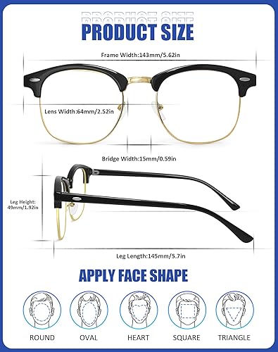 Vista 32 de Blue Light Glasses, Stylish Anti Blue Light Blocking Glasses for Computer Reading, Gaming, TV, Phones Transparente