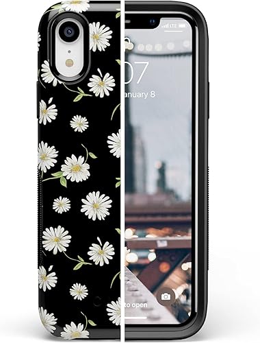 Miniatura 2 de Casely Funda para iPhone XR  Funda floral negra Daisy Daydream