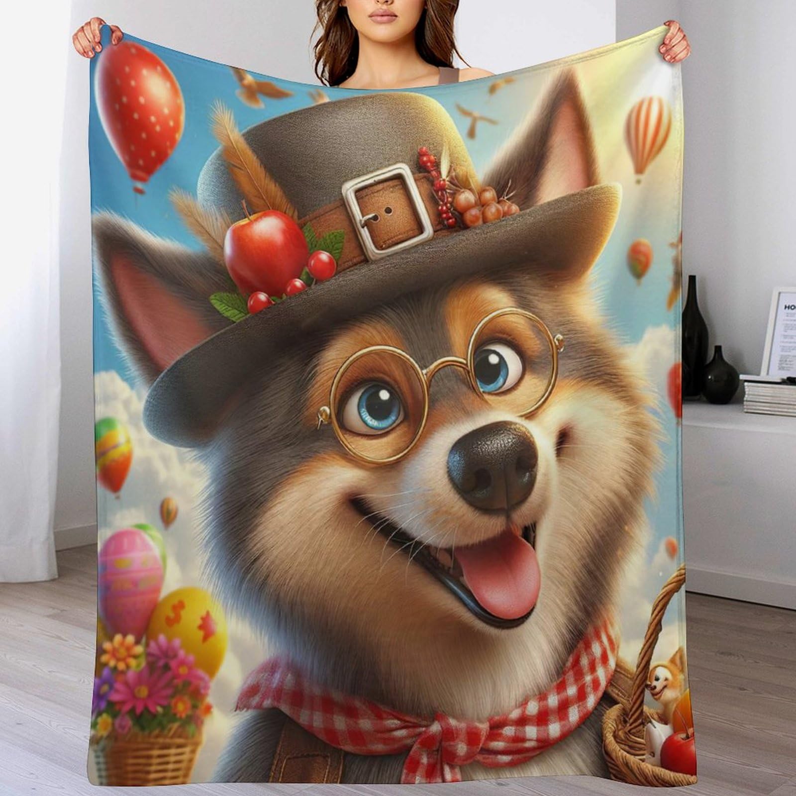Couverture en flanelle 180x200 cm Loupdog l'authentique plaid polaire doux pour canapé