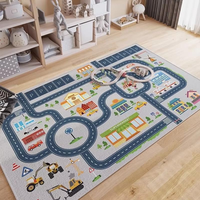 Tapis lavable en poils de cristal 150 x 220 cm pour chambre d'enfant et éveil