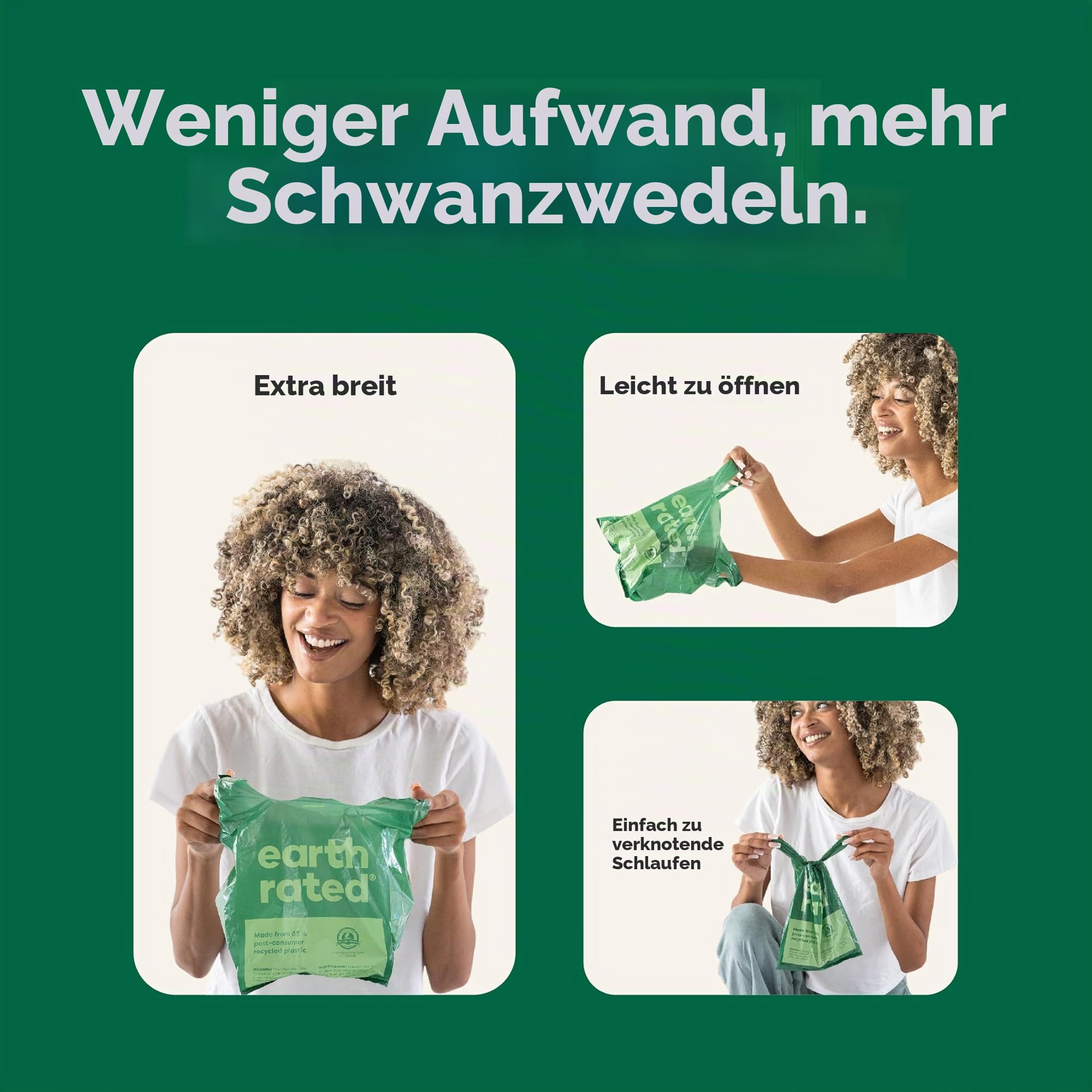 Earth Rated Hundekotbeutel mit Griffen, Vorteilspack, leicht zu binden und garantiert auslaufsicher, geruchlos, 600 Stück