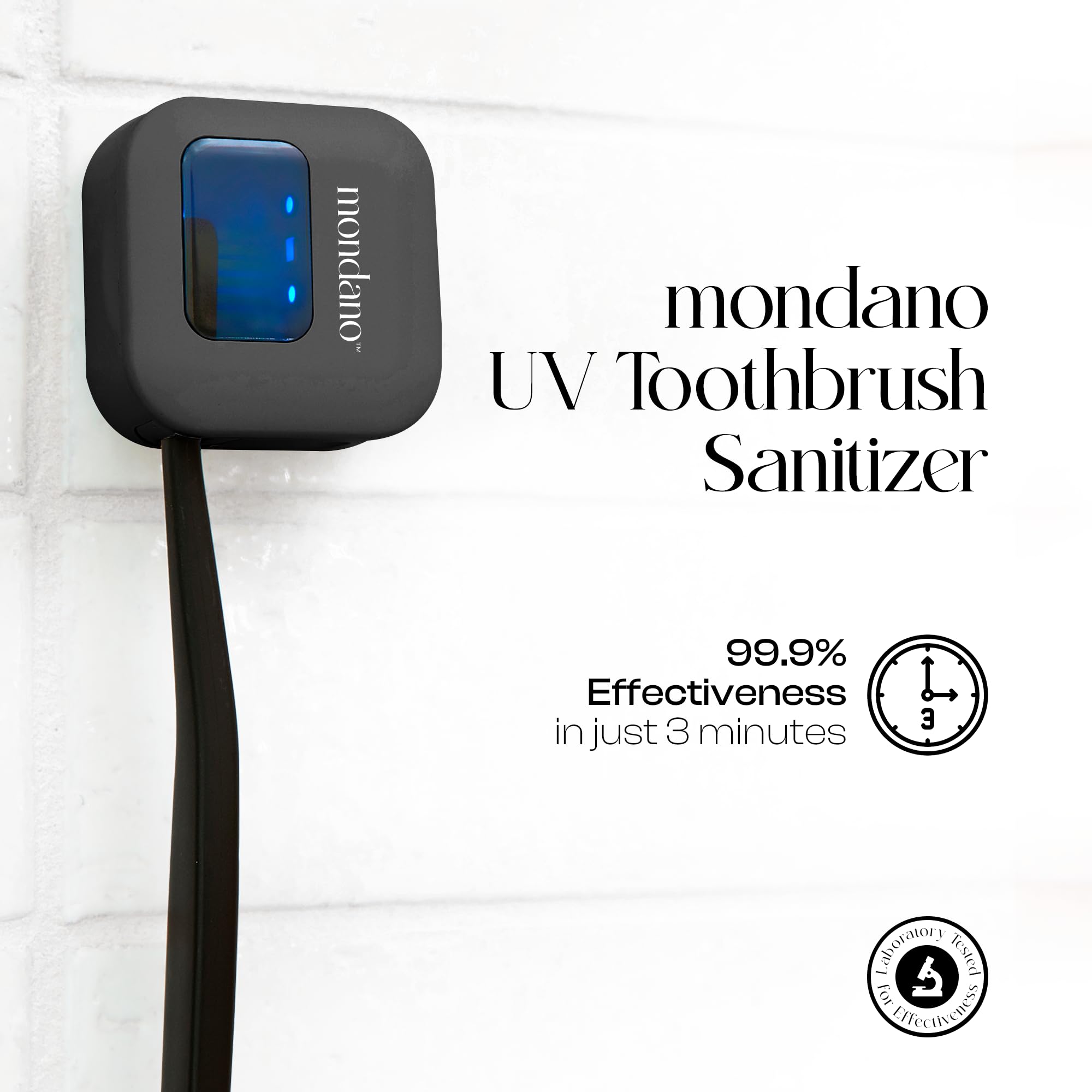 Mondano Desinfectante y soporte para cepillo de dientes UV-C, esterilizador de cepillo de dientes - Funda de cepillo de dientes manual/eléctrico para cualquier cabezal de cepillo de dientes - Estuche