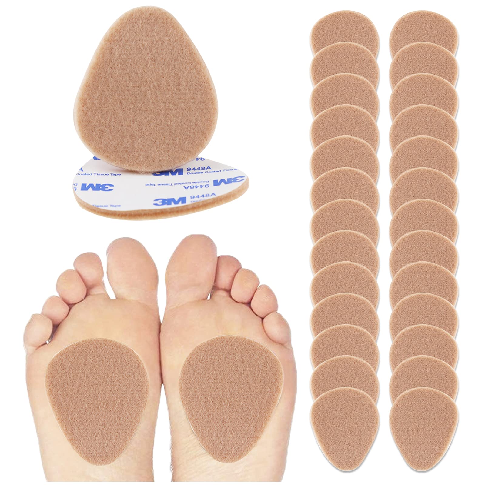 Buy Metatarsal Felt Foot Pads 12 Pairs (24 Pieces) , Ball of Foot