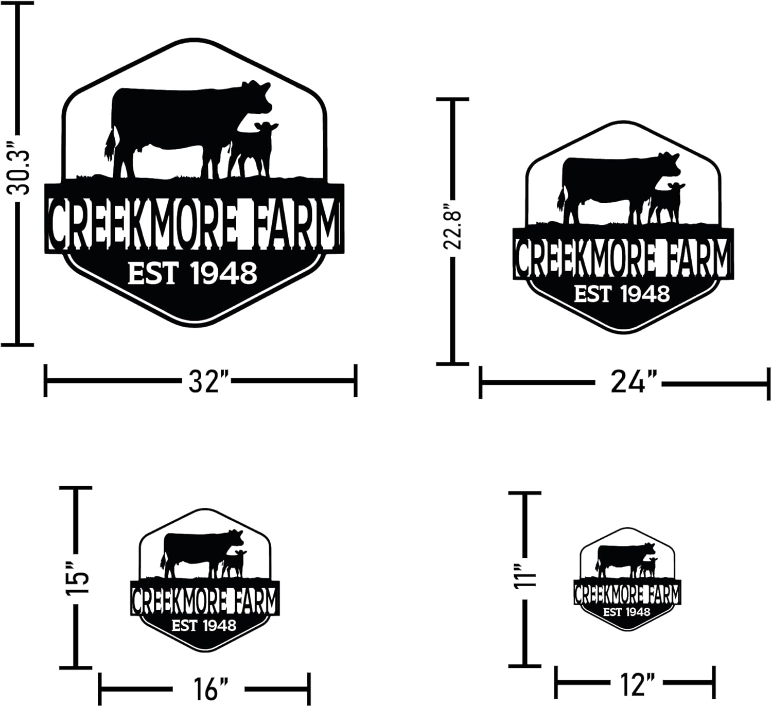 Custom Metal Farm Name Sign, Farmhouse Decor, Personalized Cow Sign, Family Name Sign, Outdoor Wall Decor, Large Customize Decoration, Farm Entrance Sign, Ranch Gate Sign, Barn Sign, Gift for Farmer