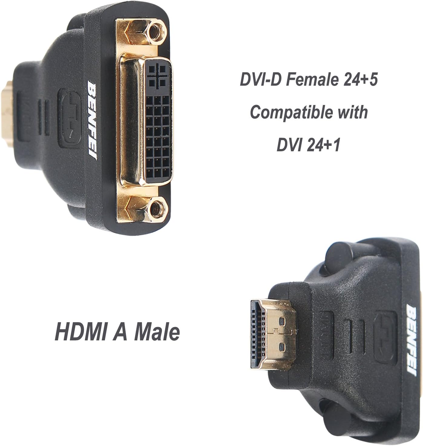 HDMI to DVI Adapter, BENFEI HDMI to DVI-D DVI Bidirectional Converter Male to Female with Gold-Plated Cord 2 Pack : Electronics