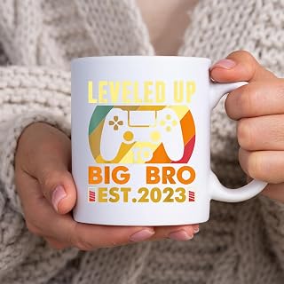 Big Brother Est. 2023 Vintage Retro I Leveled Up to Bro 2023 BlackMug, Tea Mug, Tea Cup, Coffee Cup