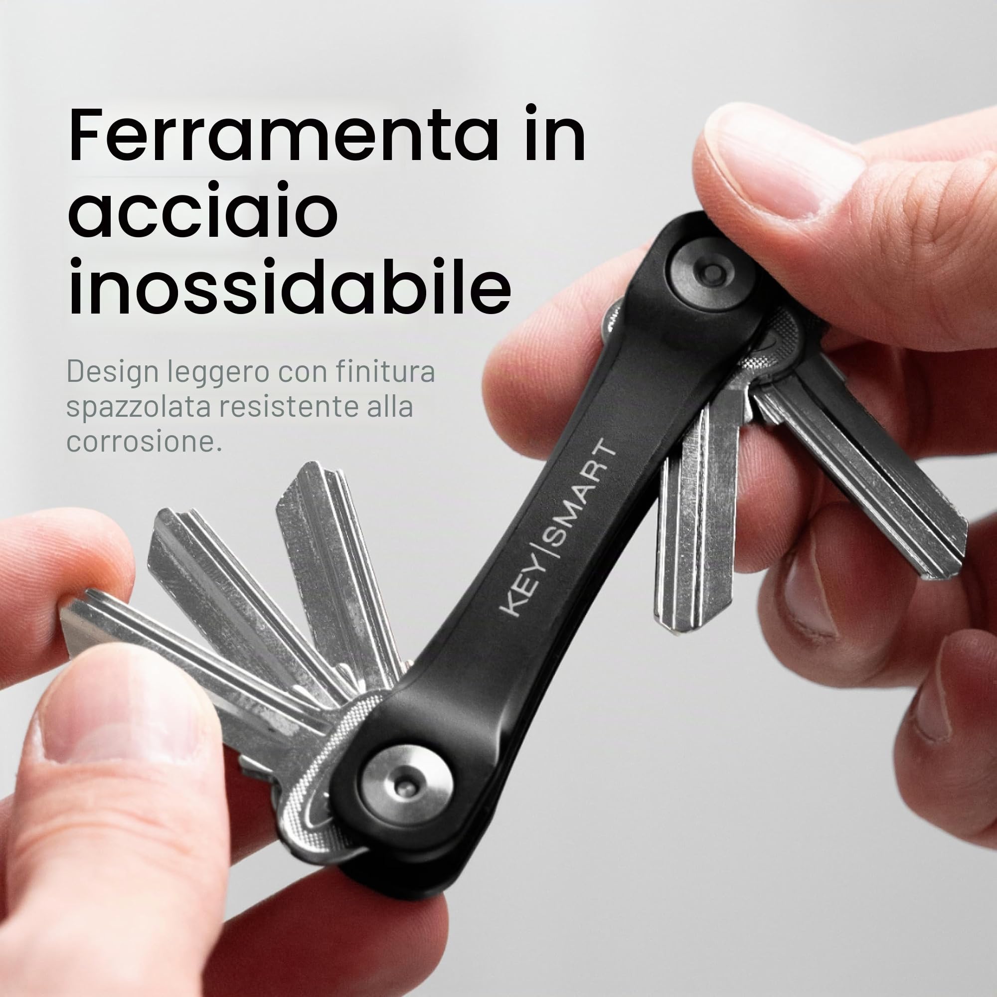 KeySmart KS019BKN Porta Chiavi Fino ad 8 Chiavi, Nero
