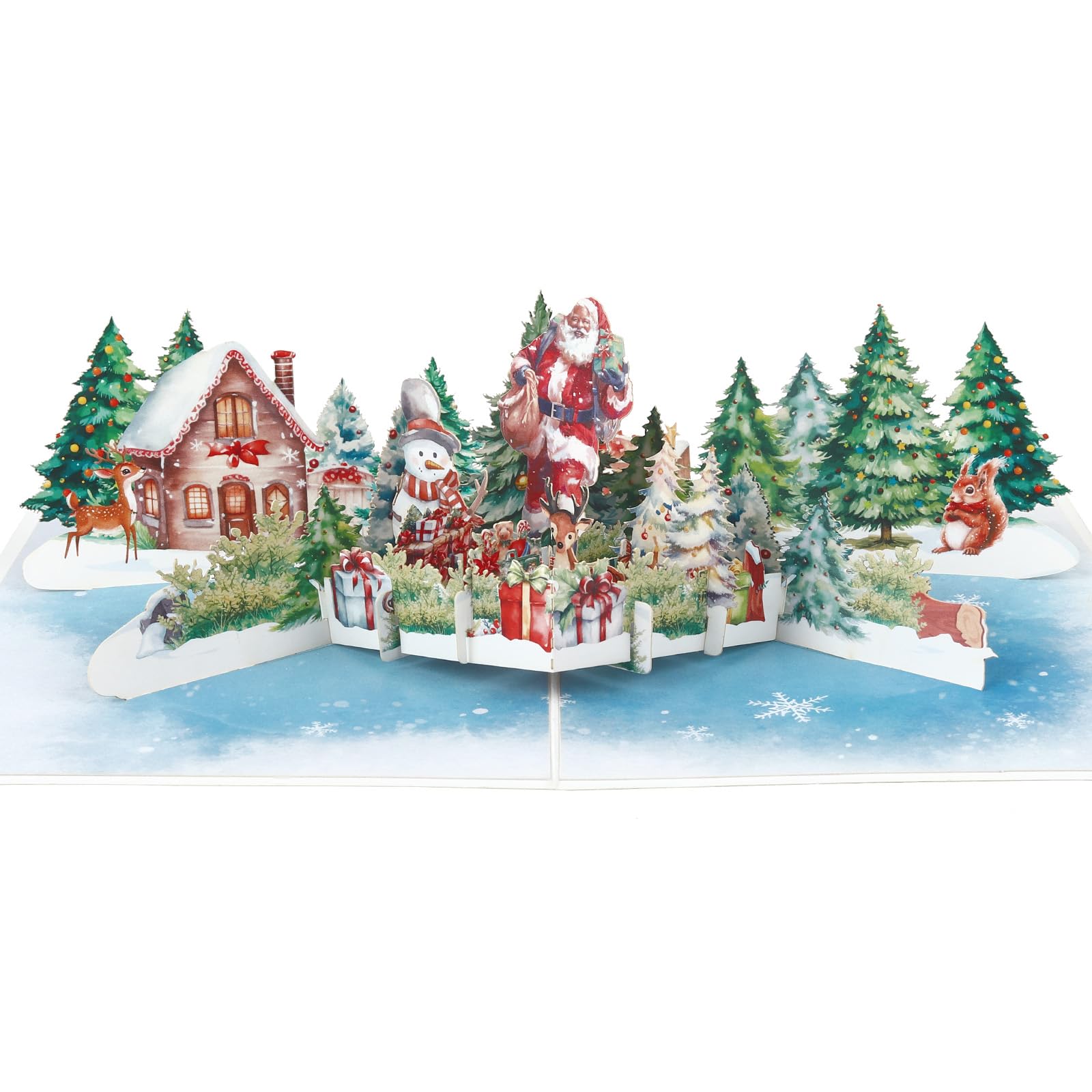 YooxArmor 3D Pop Up Christmas Card with Envelope,Christmas Forest Scene