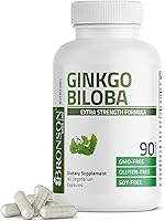 Vista 1 de Bronson Ginkgo Biloba Extra Strength Apoya la función cerebral y la memoria, 90 cápsulas vegetarianas