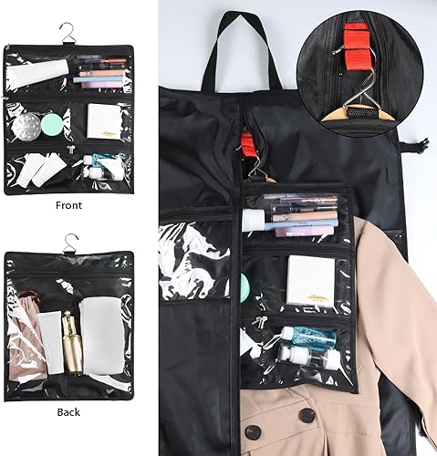 Miniatura 3 de Zilink Bolsas de viaje de 60 pulgadas para colgar ropa, bolsas largas impermeables para vestidos con bolsa de accesorios, bolsas de viaje con asas