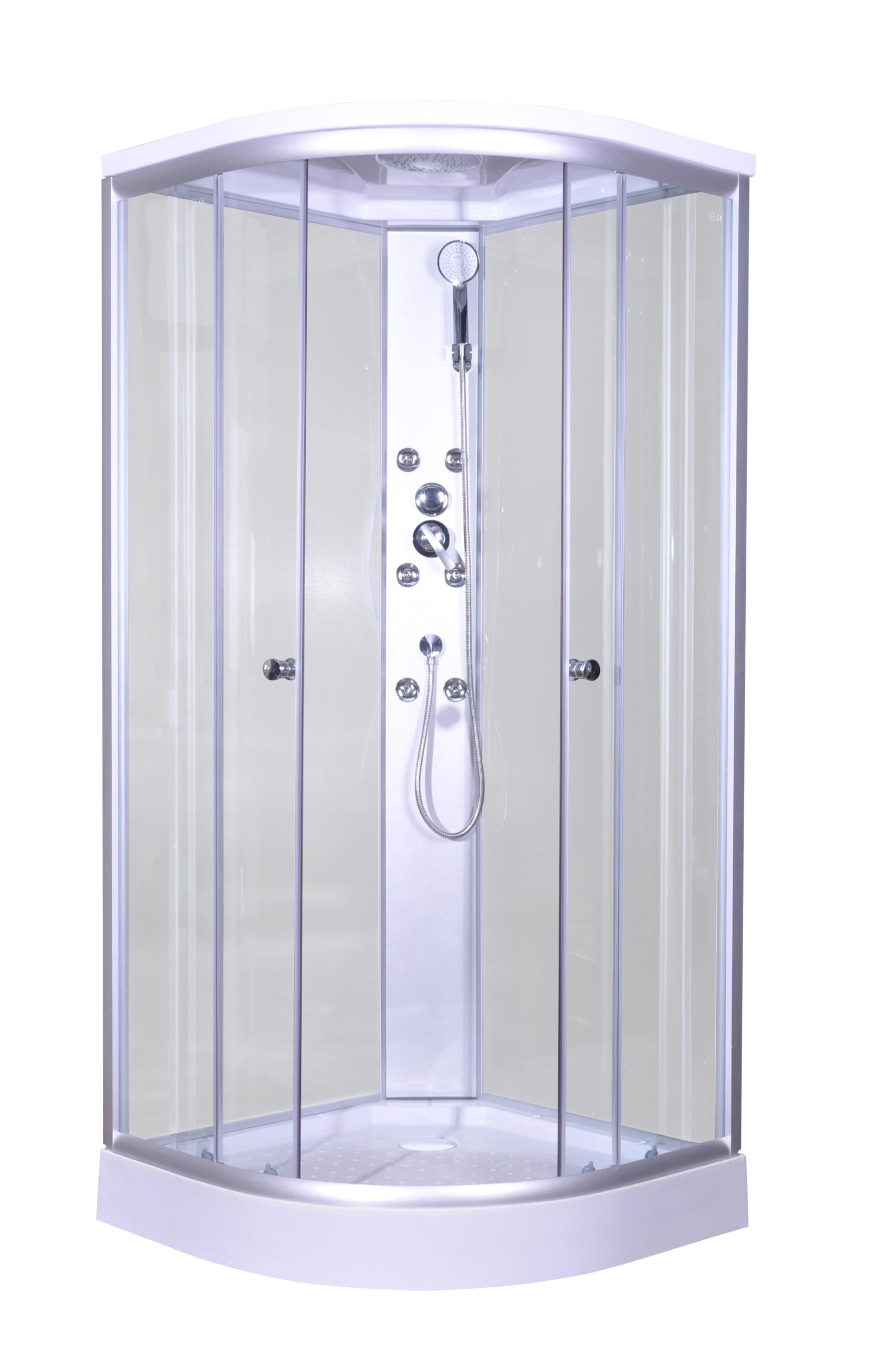 Cabina de ducha completa Relax 90 x 90 x 215 cm – con cabezal y alcachofa de mano, chorros de masaje, cristal de seguridad, ducha completa