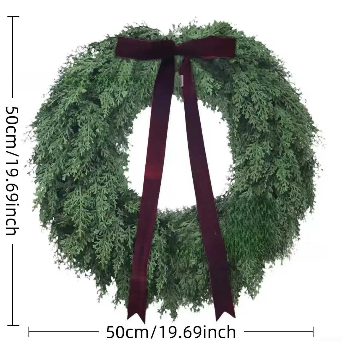 Guirlande pour velours Noël Décoration Murale Guirlande pour(50cm Dark Red Ribbon)