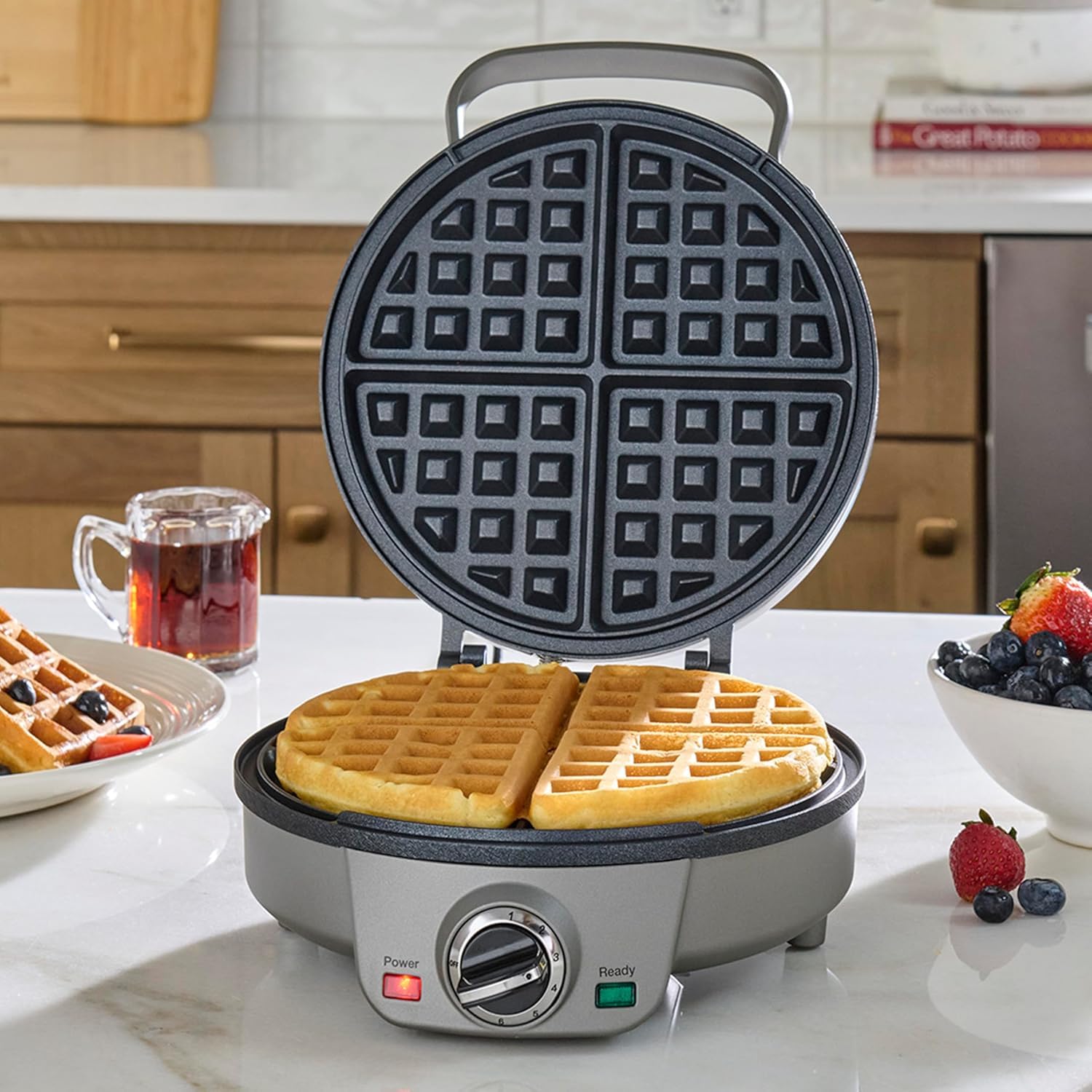 Cuisinart, Máquina de gofres belga de 4 rebanadas, redonda, WAF-200NAS