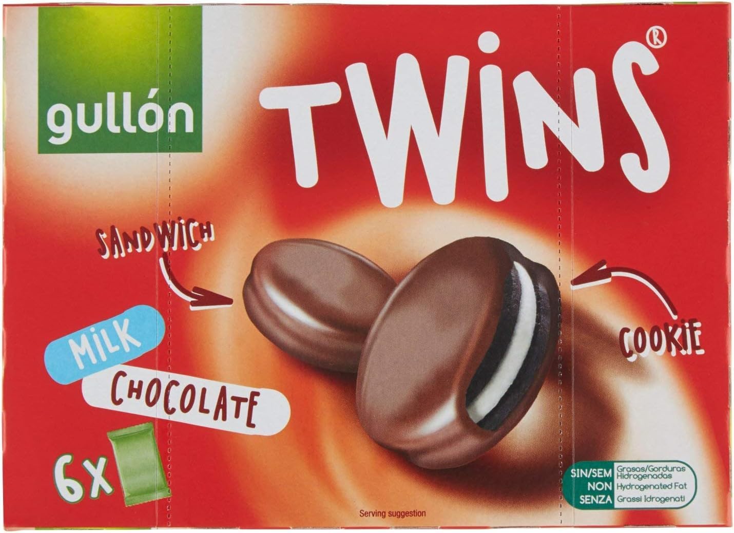 Gullon Biscotti Twins - Galletas de cacao rellenas de crema y cubiertas de chocolate con leche (12 x 252 gr+ polpa italiana gourmet 400 g)