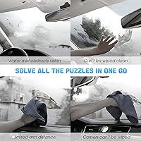 Vista 6 de Herramienta de limpieza de parabrisas, limpiador de ventanas de automóvil con mango largo extensible y 4 almohadillas de microfibra lavables