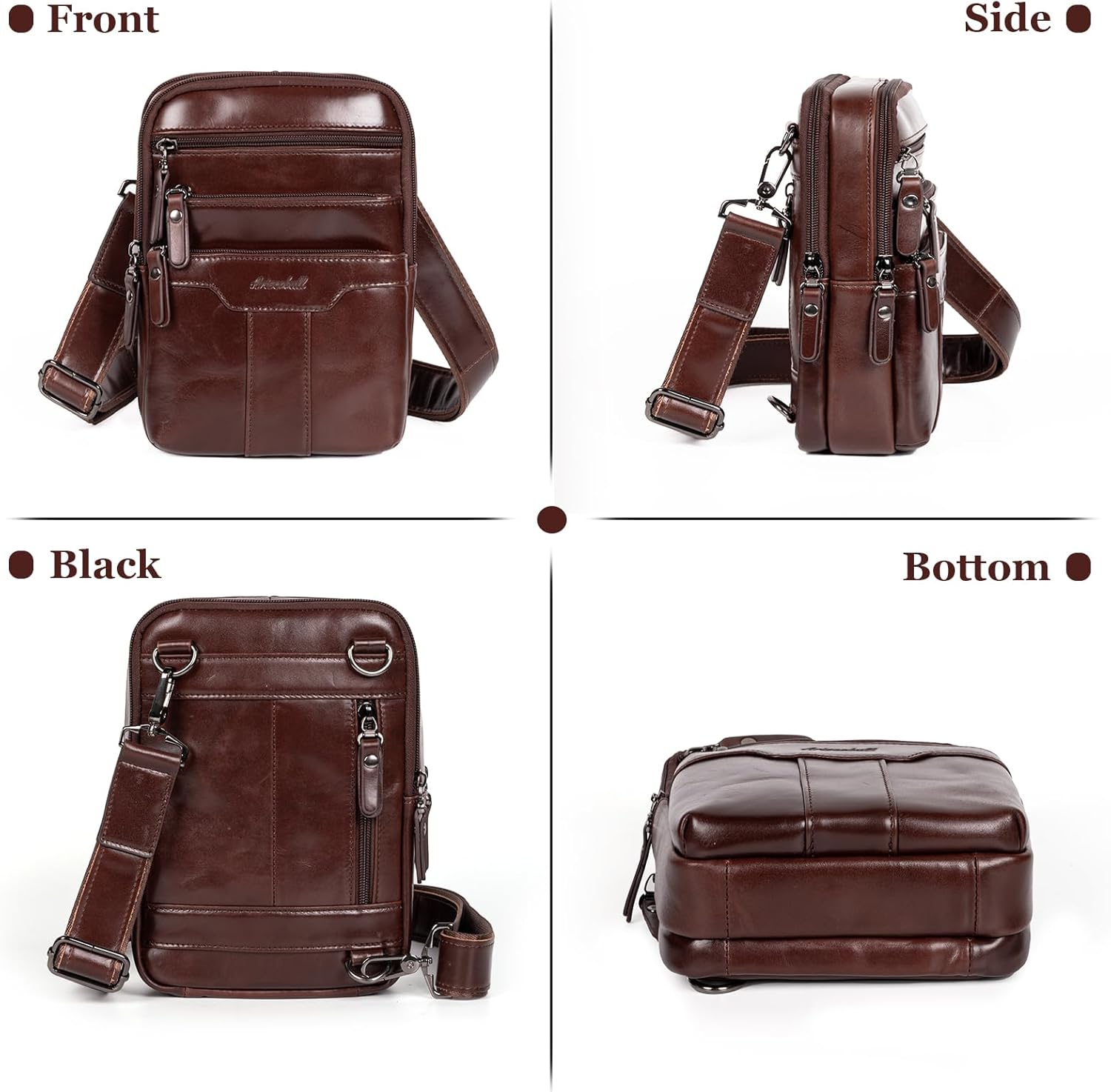Leather Messenger Bag for Men, Small Leather Sling Shoulder Bag Messenger Pack for Men, Man Purse