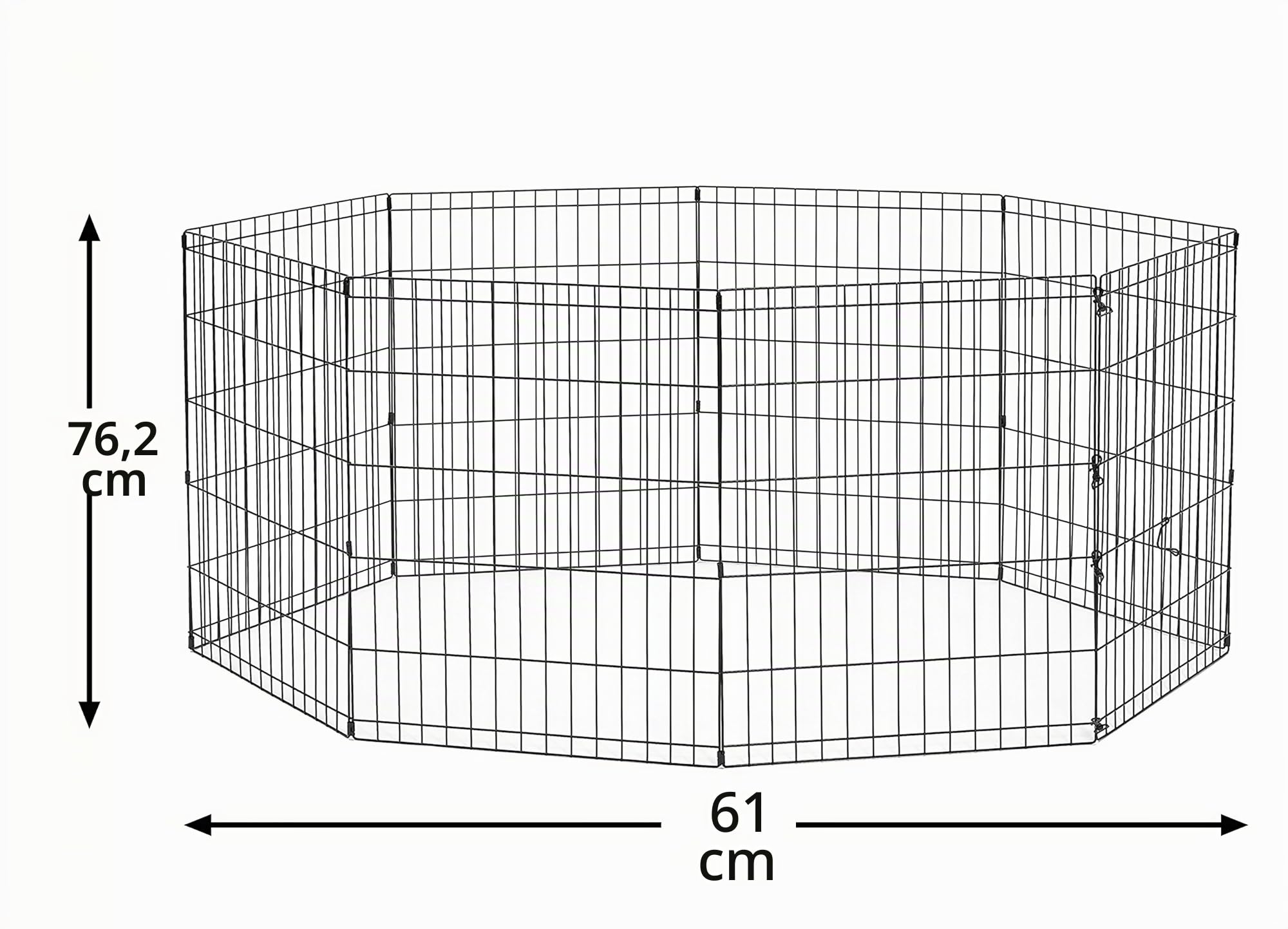 New World - Corral plegable de metal para perros y mascotas sin puerta, incluye estacas de conexión a tierra y proporciona 1,5 metros de espacio de juego, 76 cm de alto, revestimiento E-Coat negro