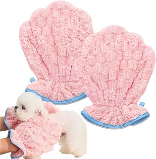 Pet Towel Dog Bath Towels for Drying Dogs,Microfiber Absorber Towel Dog Grooming Gloves for Cats Quick Drying Puppy Towel Gloves Small 2 Pack (10.6X8.2in)