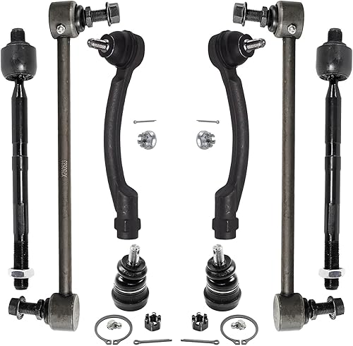 Detroit Axle - Barras de acoplamiento delanteras interiores y exteriores + barras estabilizadoras + rótulas inferiores de repuesto para Kia Forte