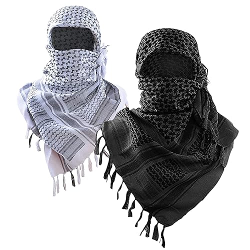 Luxns Military Shemagh Tactical Desert Scarf / 100% Cotton Keffiyeh Scarf Wrap for Men And Women