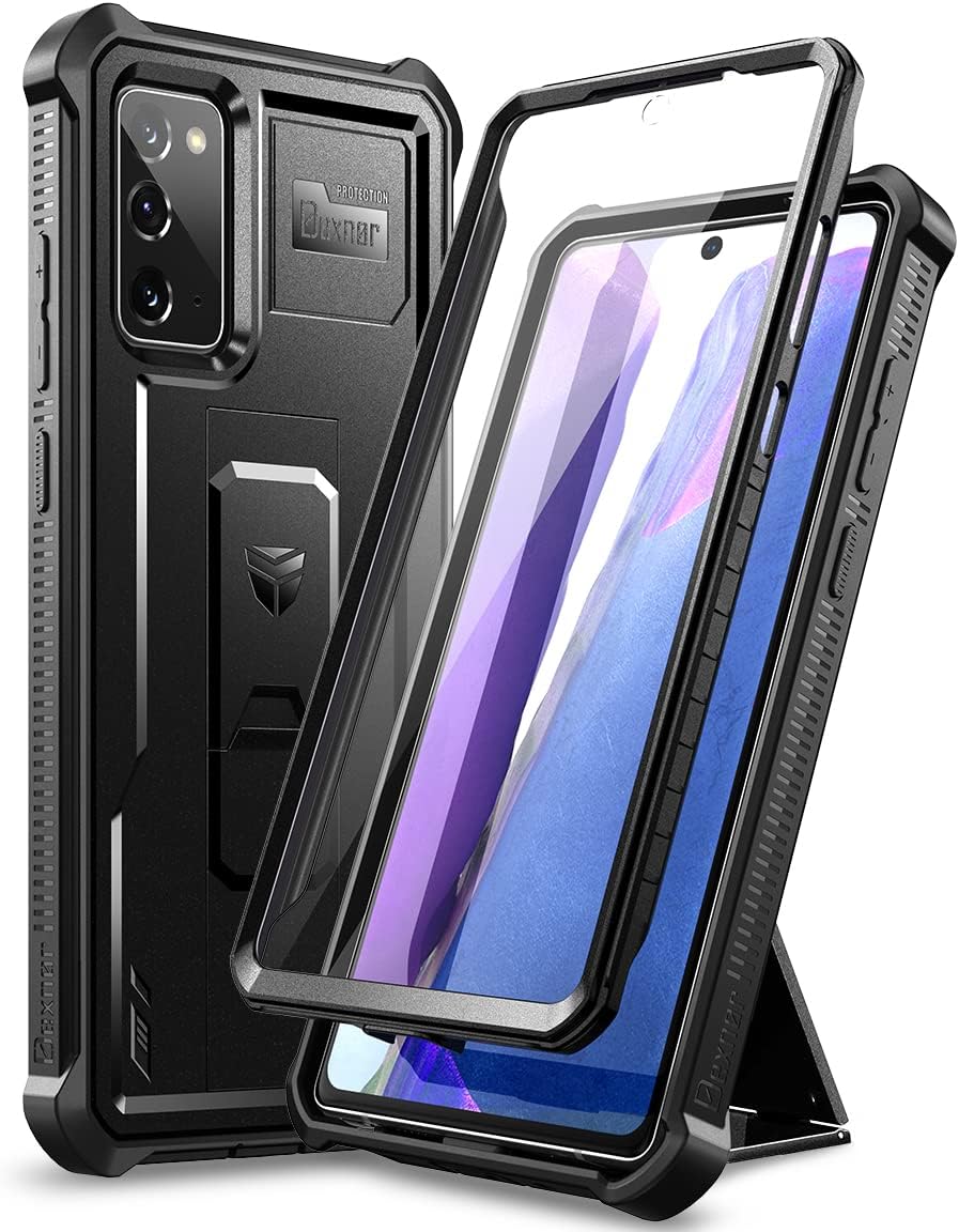 Dexnor for Samsung Note 20 Case, [Built in Screen Protector and Kickstand] Heavy Duty Military Grade Protection Shockproof Protective Cover for Samsung Note 20 - Black