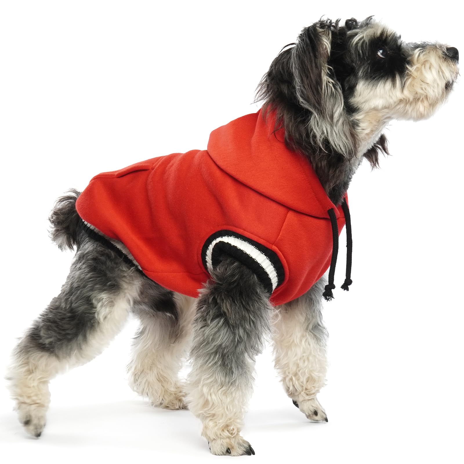 FUAMEY Dog Hoodie, Winter Dog Fleece Sweaters Pet Warm Sweatshirt with Pocket, Soft Warm Christmas Outfit Puppy Vest with Leash Hole for Small Medium