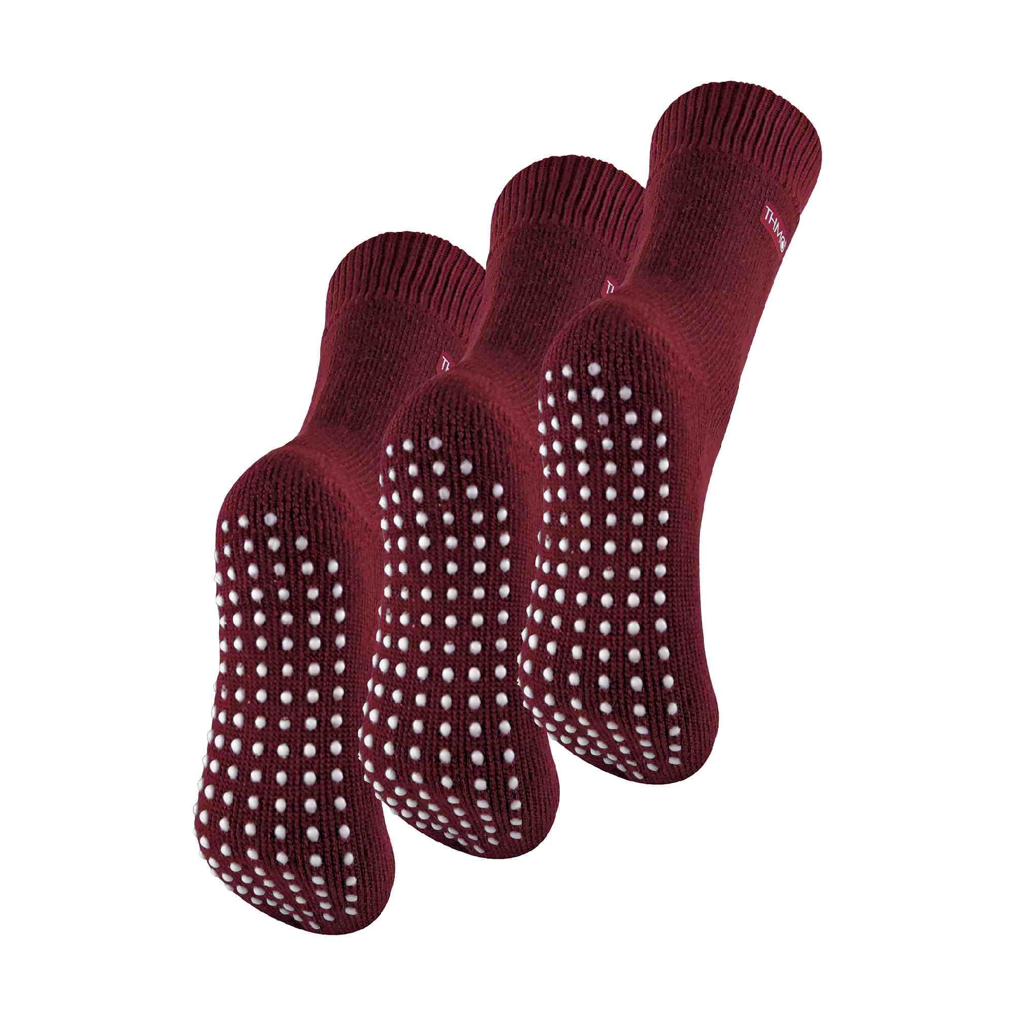 THMO Ladies Thermal Slipper Socks with Grips - 3 Pack - Size 4-8 UK - Acrylic Blend - Lilac