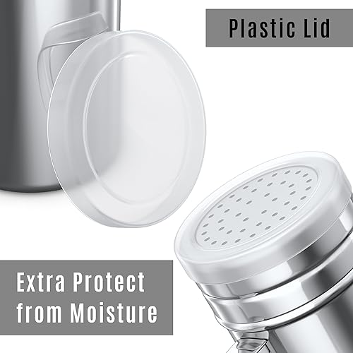 Miniatura 4 de CUSINIUM Salero grande de acero inoxidable de 14 onzas, con tapa de plástico, con asa, paquete de 4