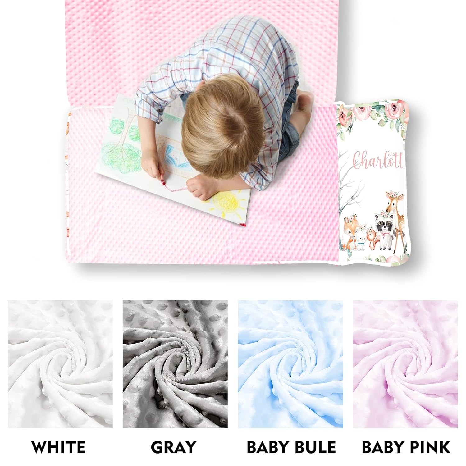 Custom Toddler Nap Mat for Preschool, Personalized Name Kids Sleeping Bag with Animals Parrern for Daycare, Roll Up Sleeping Mat with Removable Pillow and Soft Dot Minky Blanke for Girls Camping