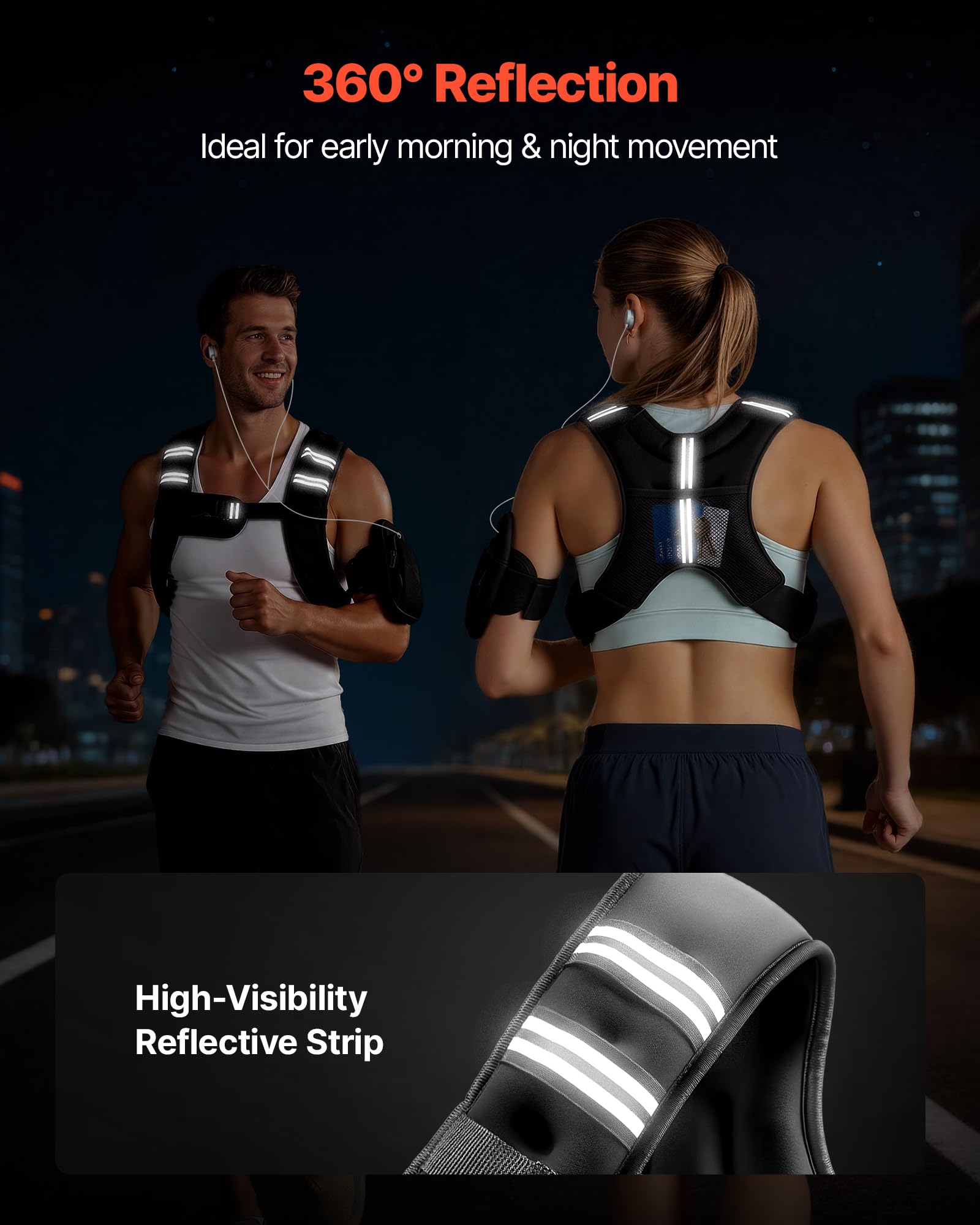 VEVOR Gewichtsweste mit reflektierendem Streifen, verstellbare Schnalle, Körpergewichtsweste für Männer und Frauen, Trainingsgerät für Krafttraining Laufen Joggen Fitness