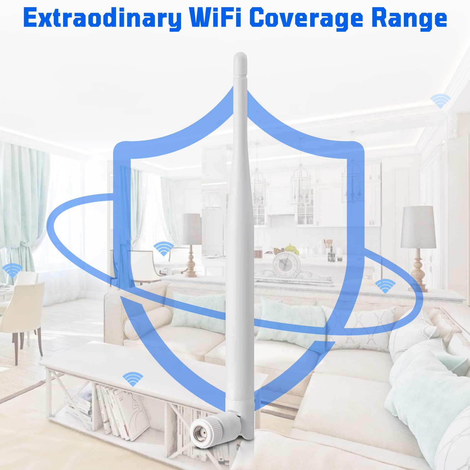 Eightwood Antena WiFi 2,4 G/5,8 G Dual Band (2 szt.) RPSMA do Kamery Bezpieczeństwa, Bezprzewodowego AV Audio Video Odbiornika, HDMI Extendera, Routera Sieciowego, Bramy IoT, WiFi AP, Modemu, Hotspota