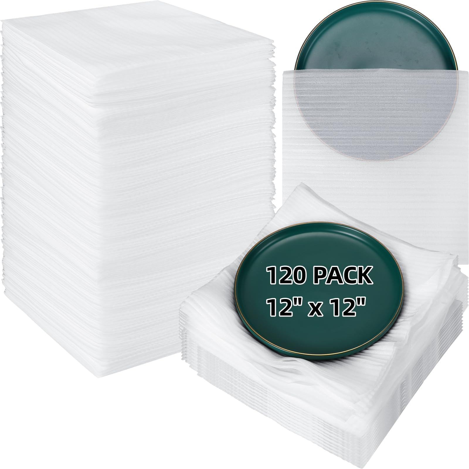 50 Cushion Foam Pouches 71/2" X 71/2", Protect Dishes