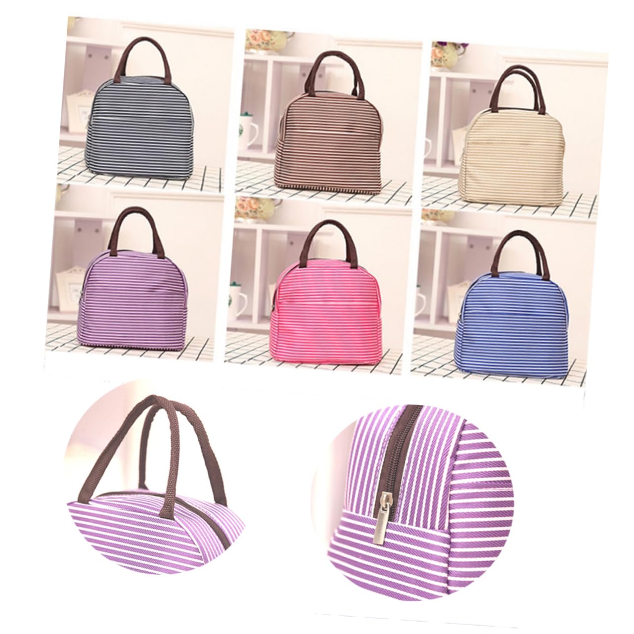 Cabilock 2 Piezas Bolso De Almuerzo De Algodón Perlado Y Más Fresco Beige