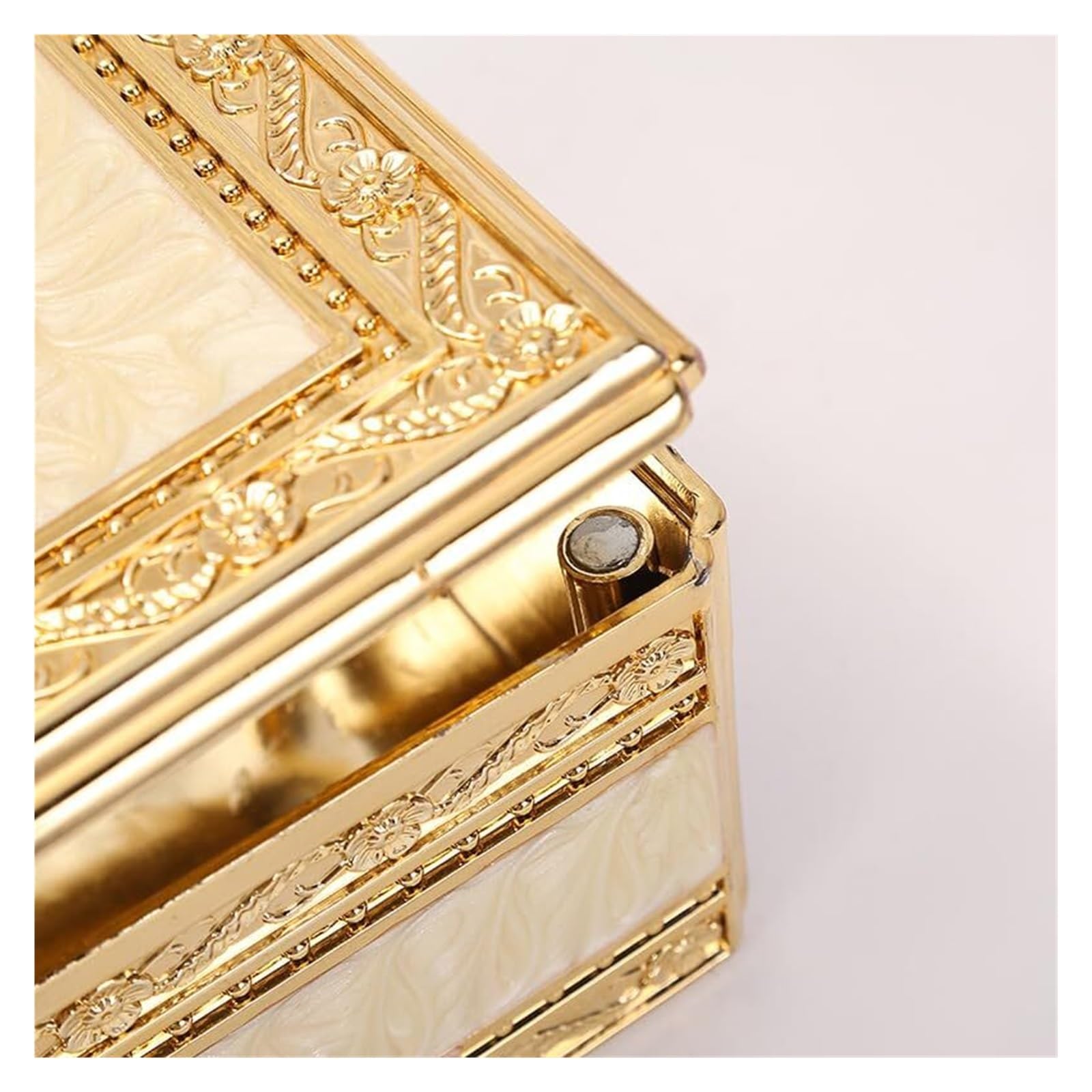 Portarrollos Decorativos Caja de pañuelos Dorada Europea, Soporte Decorativo Rectangular, servilleta Papel acrílico Artículos para el hogar(White)